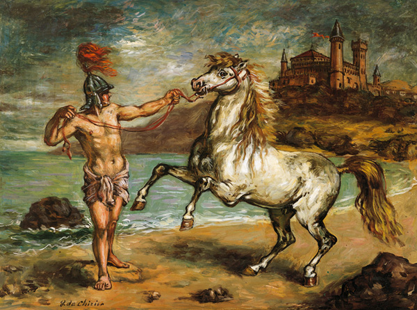 Giorgio de Chirico, Guerriero reggente un cavallo alla briglia