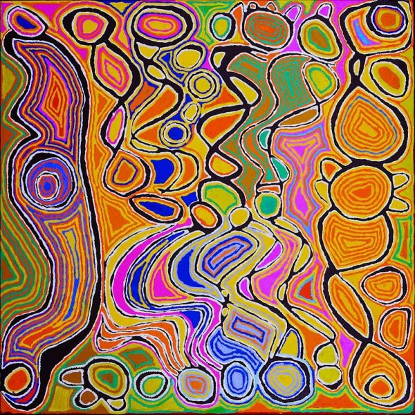 Ngapa Jukurrpa - Water dreaming - Mikanji 2010; 152x152