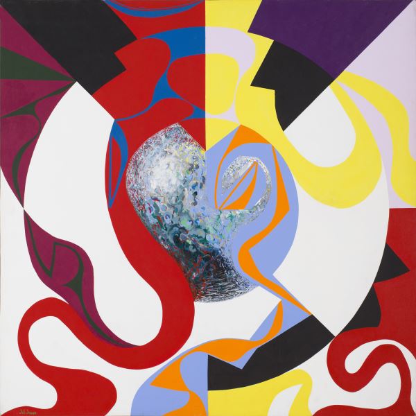 Francesco del Drago "Meteorite 2 1987" acrilico su tela 190x190cm 