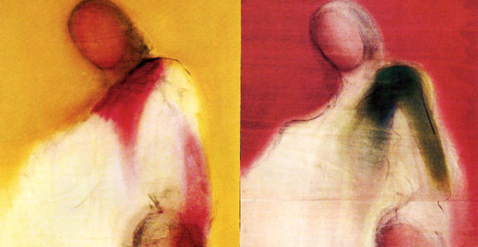 MARILÙ EUSTACHIO Giuditta e Oloferne, dittico, 1996-1998, olio su tavola, 92,2x136 cm. cadauno. (Collezione dell’artista, Roma)