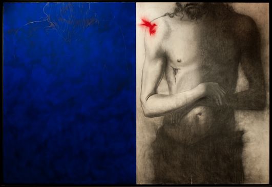 Omar Galliani, S / Velare Giovanni, 2011, matita su tavola più tempera, cm. 285 x 370