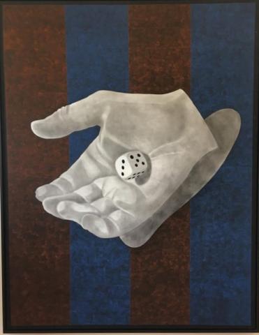 01 - Felice Levini, Mano, 2019 olio su tela e grafite 2,45x 1,75 m