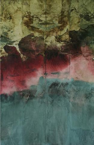 Riccardo Ajossa,Gradazioni di sambuco di fine estate 1, carta Hanji tinte con colori naturali, 107x82cm 
