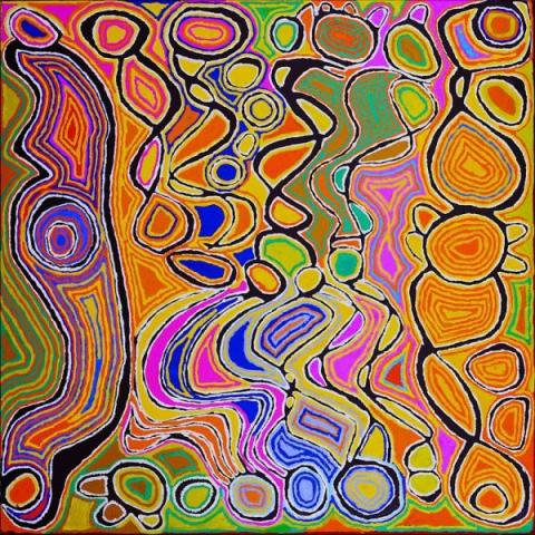 Ngapa Jukurrpa - Water dreaming - Mikanji 2010; 152x152