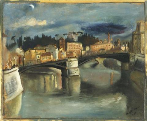 Tramonto sul lungotevere, 1929 olio su tavola - cm. 50,8 x 41,3 Collezione Giuseppe Jannaccone, Milano - Courtesy Giuseppe Jannaccone