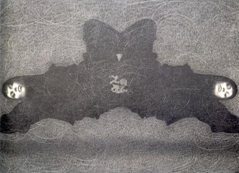 Omar Galliani, Grande Disegno Siamese, 2003, matita su tavola, cm. 145 x 251