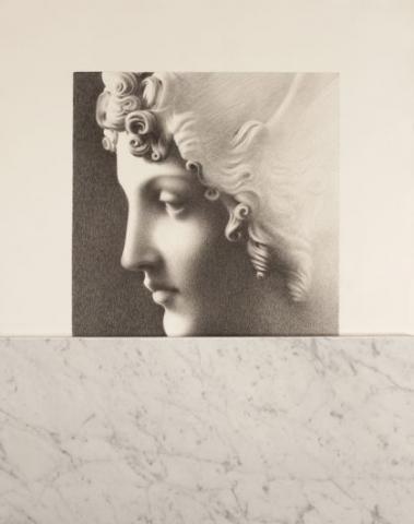 Omar Galliani, Inremeabilis Error, 1977, matita su carta più marmo di Carrara, cm. 100 x 70