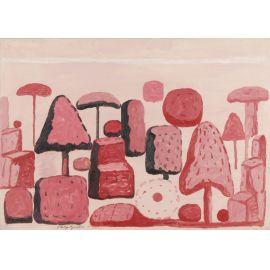 Philip Guston. Farnesina Garden Rome. 1971 oil on paper (Collection of Lyman Allyn Art Museum, New London, Connecticut. Gift of Samuel Dorsky)
