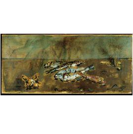 7. Filippo De Pisis, Natura morta con pesci, 1945, Olio su tela, 40x90, Collezione della Fondazione di Venezia